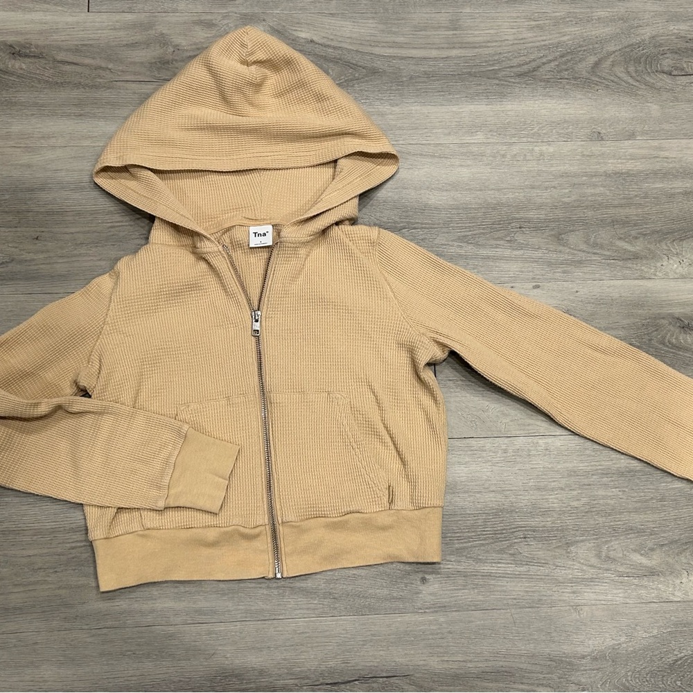 TNA Cream Waffle Zip-Up Hoodie